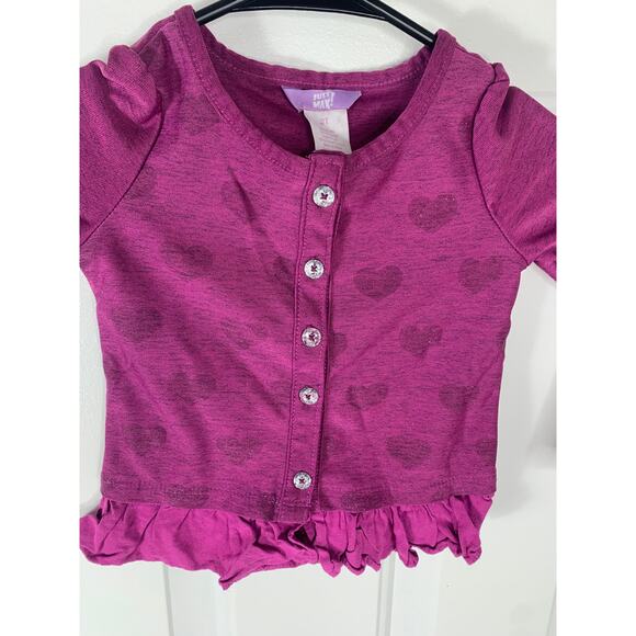 JUST MAX Toddler Girls Purple Heart Shirt 2T Long Sleeve w/ Buttons - Picture 3 of 5